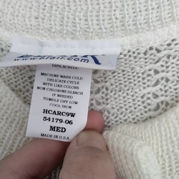 Vintage Blair Women's Sz M Cream Crochet Cardigan Granny Prairie Core USA Made - Picture 6 of 6